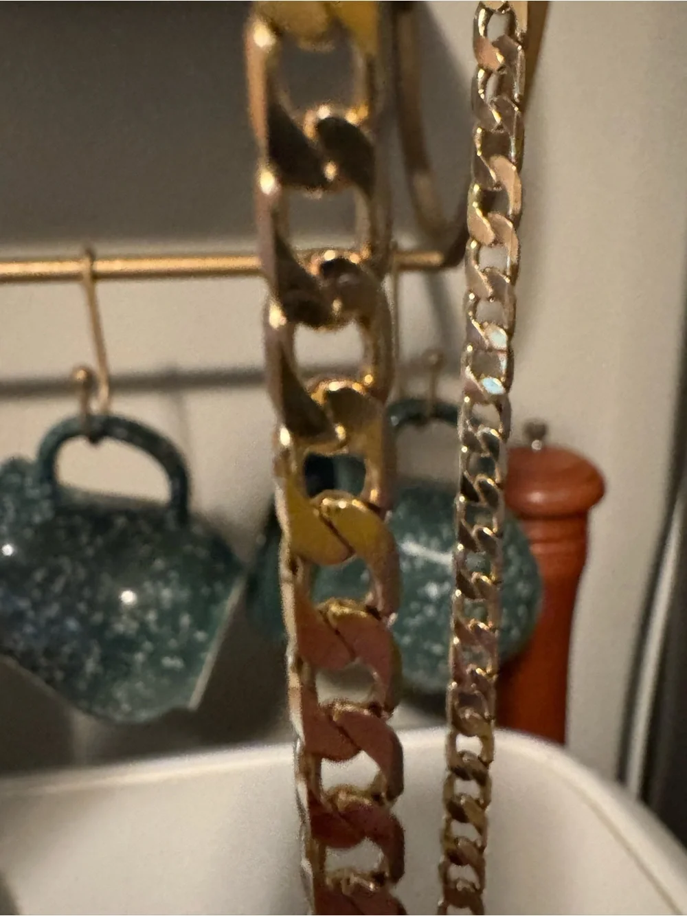 Men’s Gold Tone Cuban Curb Chain Necklace 14K Italy Stamp Not Real Gold